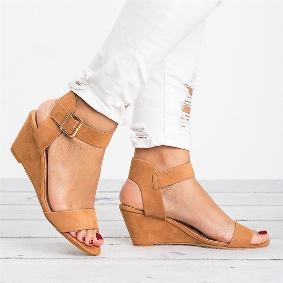 Mostata Women  Wedges Adjustable Buckle Wedge Sandals
